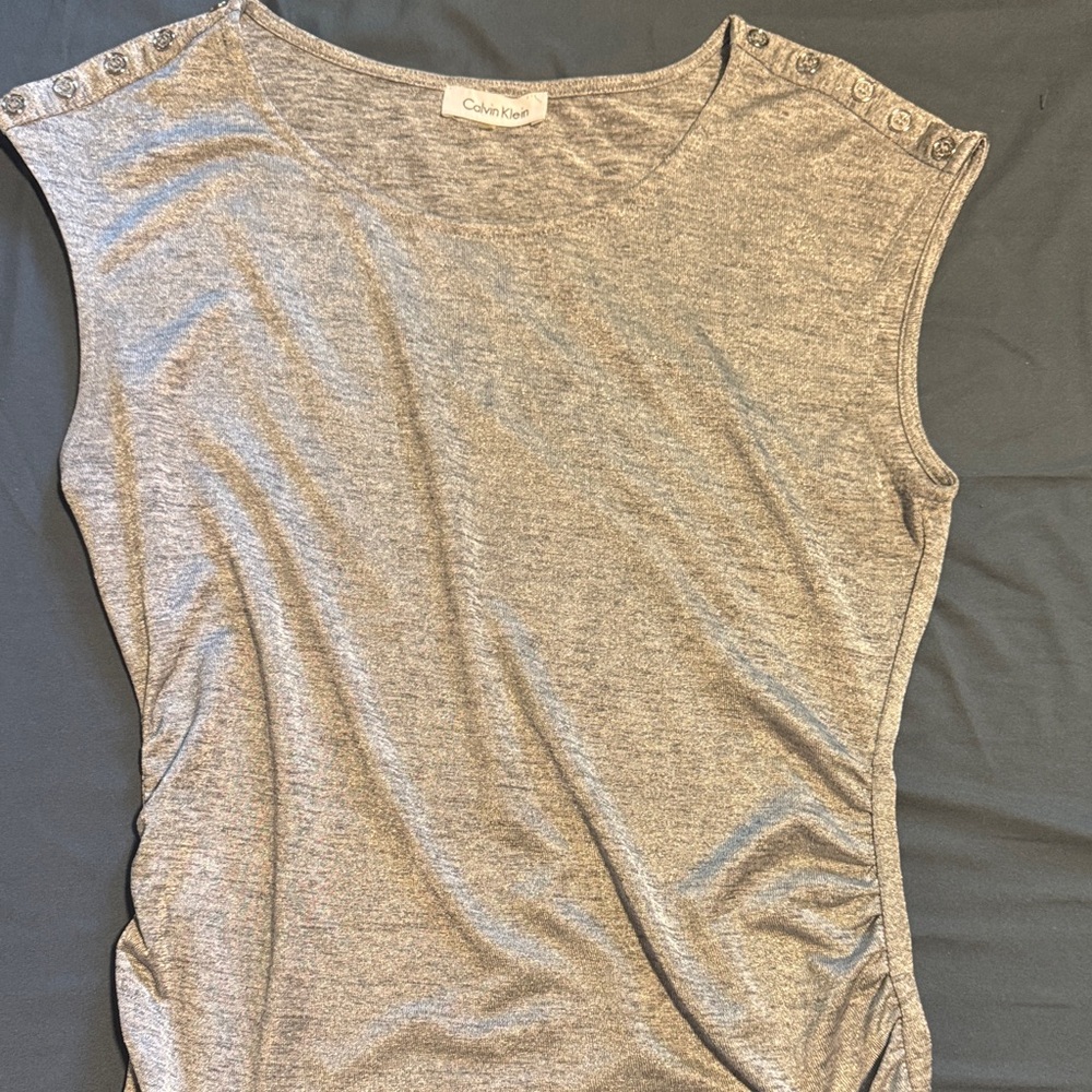 Calvin Klein Sleeveless Metallic Tank Top - Silver